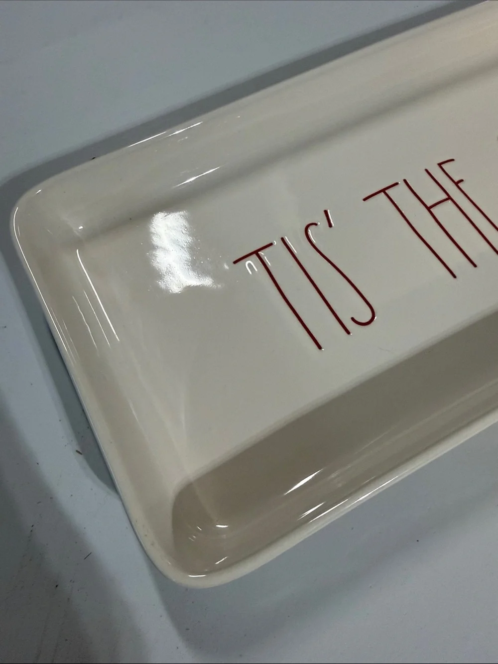Rae Dunn Cream Tray with Red 